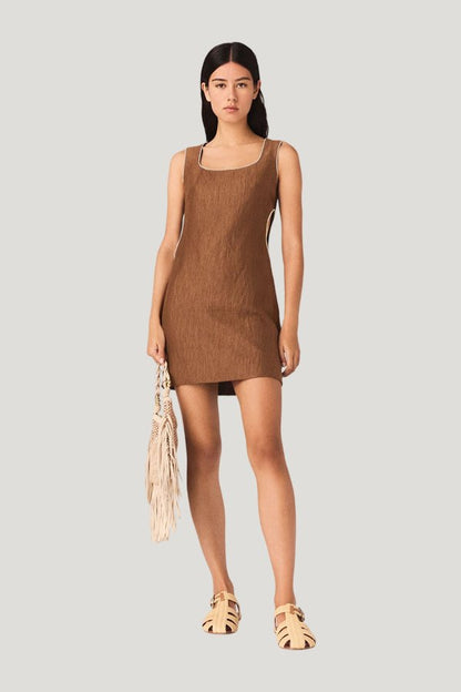 Short linen-blend dress — carry 2