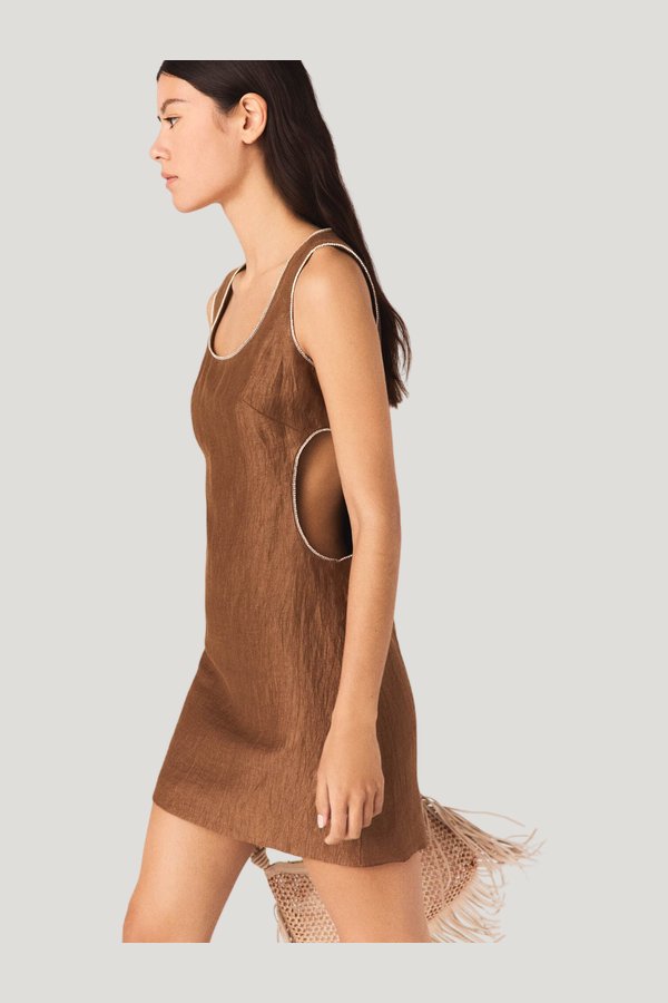 Short linen-blend dress — carry 3