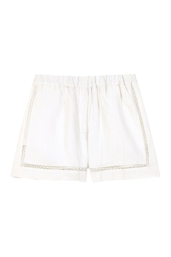 Embroidered linen blend shorts — packshot