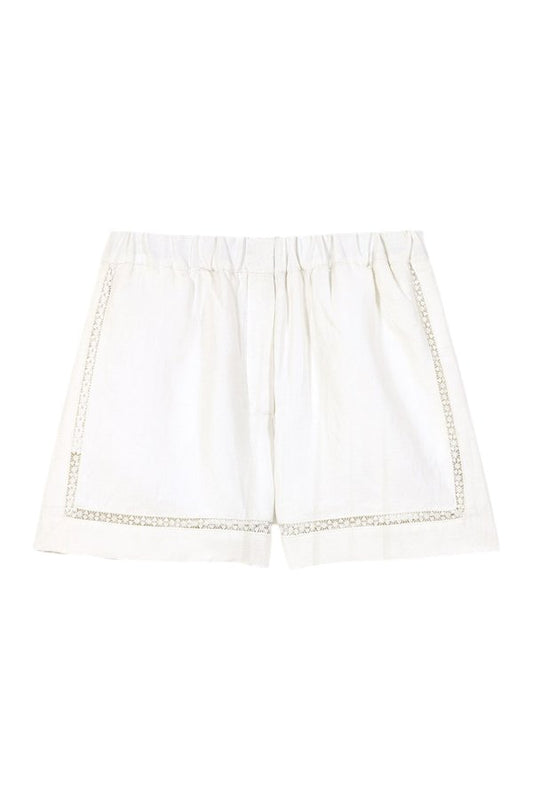 Embroidered linen blend shorts — packshot