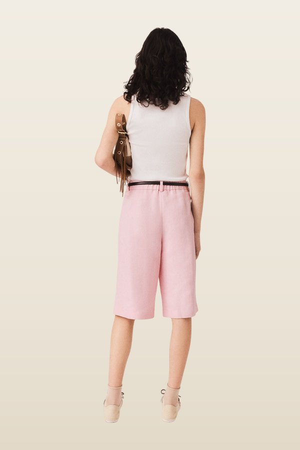 Pleated linen blend Bermuda shorts — carry 4