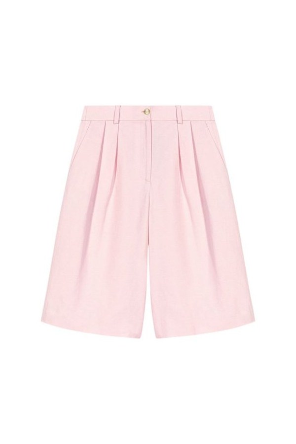 Pleated linen blend Bermuda shorts — packshot