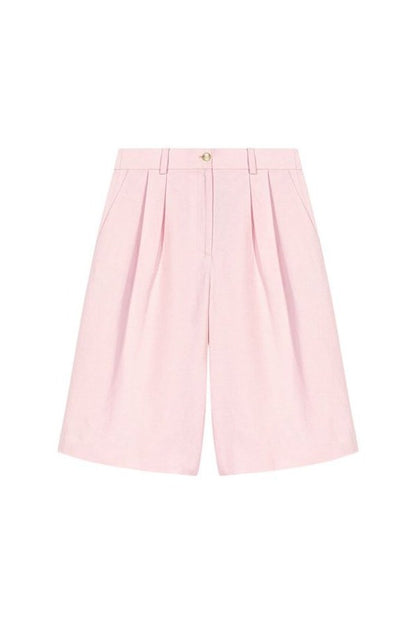 Pleated linen blend Bermuda shorts — packshot