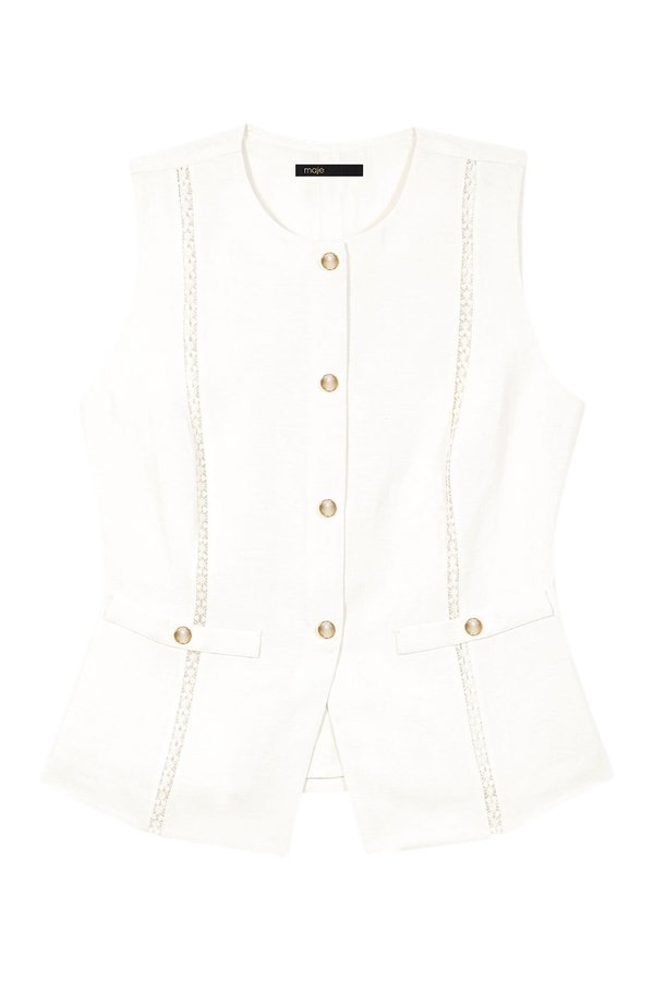 Embroidered linen-blend jacket — packshot