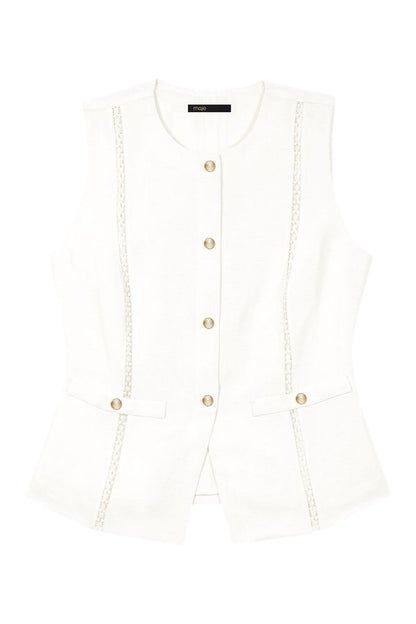 Embroidered linen-blend jacket — packshot