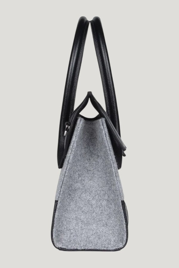 Micro Daphne In Grey Wool — model side