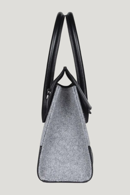 Micro Daphne In Grey Wool — model side