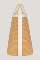 Micro Riviera In Raffia And Cream Leather — model side