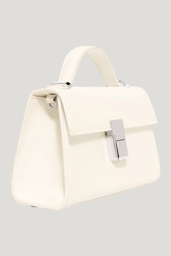 Micro Stella In Cream Leather — model front