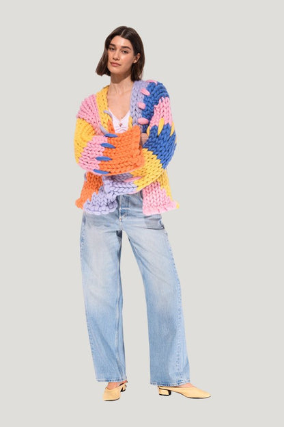 Midi Colourful Colossal Knit Cardigan — model front