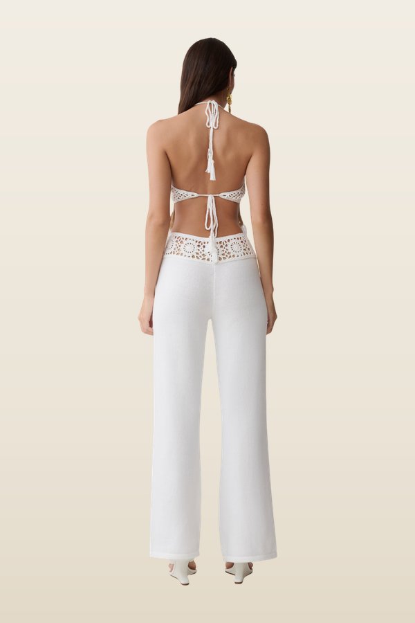 Miley Crochet Waistband Straight Leg Pant — model back