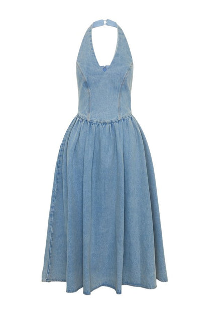 Miller Denim Halter Midi Dress - Classic — packshot