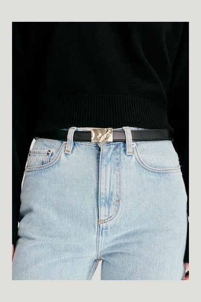 MINAR LDS Calf leather belt — model front