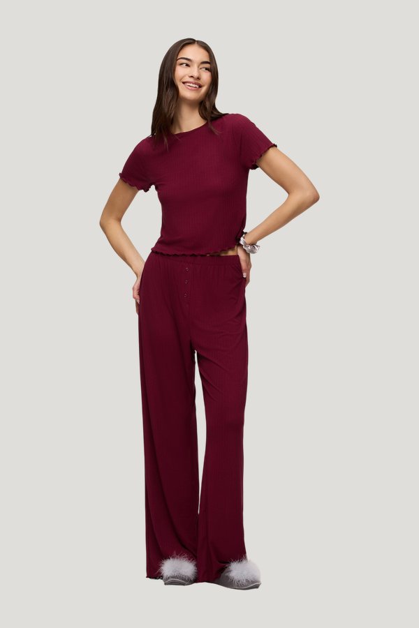 Mini Rib Pajama Set | Ruby — carry 2