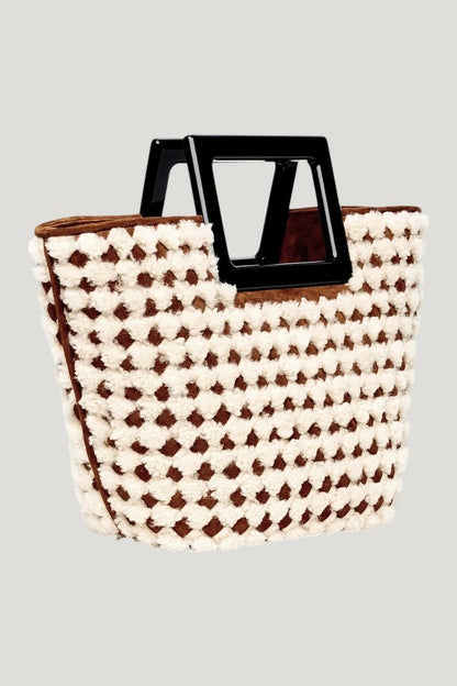 Mini Riviera In Ivory Woven Shearling — model front