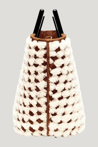 Mini Riviera In Ivory Woven Shearling — model side