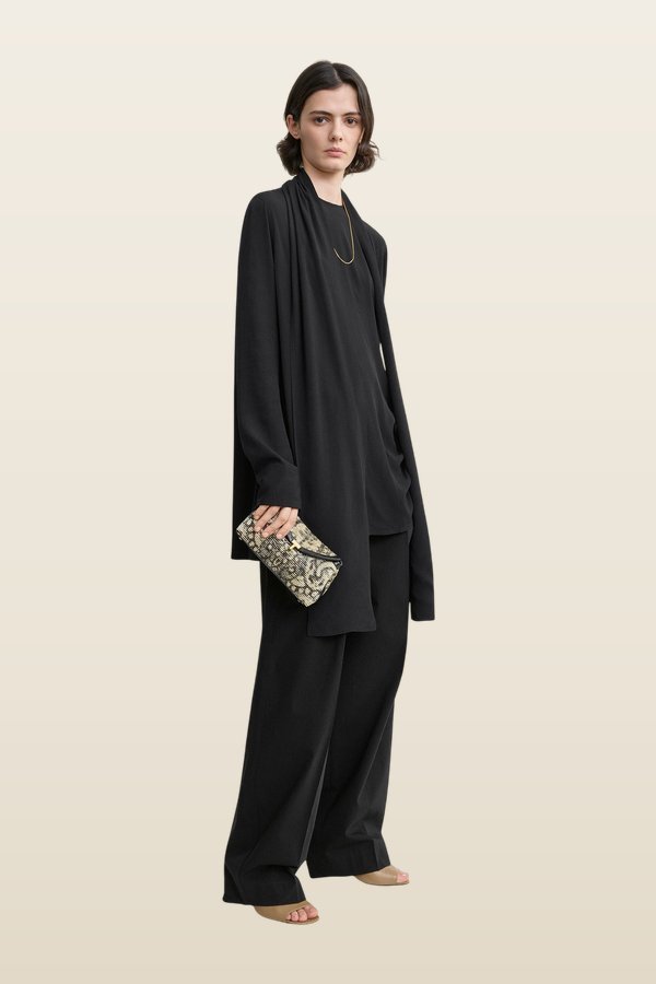 Mini T-lock paisley clutch rye/black — model back