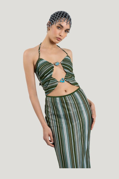 Mira Dress - Sea Meadow — model side