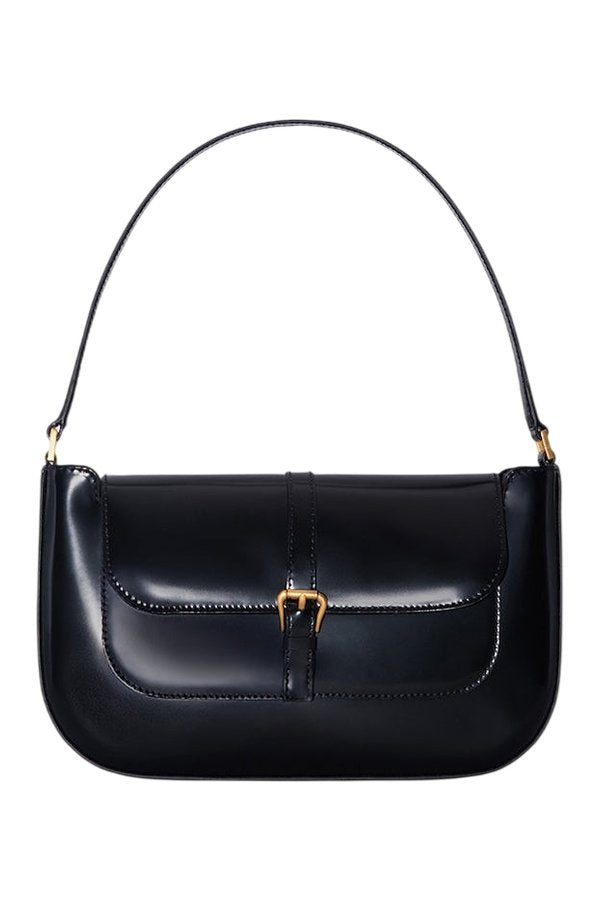 Miranda Black Semi Patent Leather Shoulder Bag — packshot