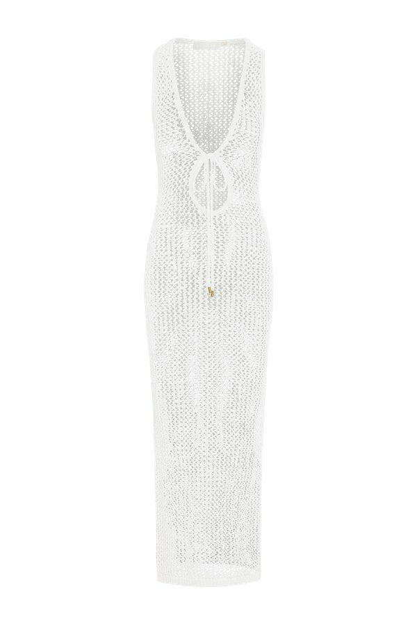 Monte Carlo Tie Dress - White Petit Crochet — packshot