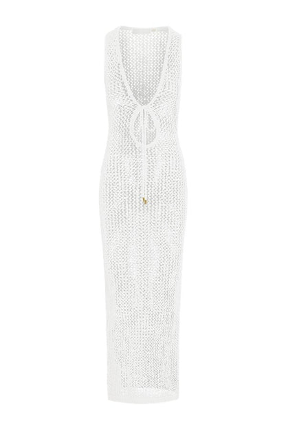 Monte Carlo Tie Dress - White Petit Crochet — packshot