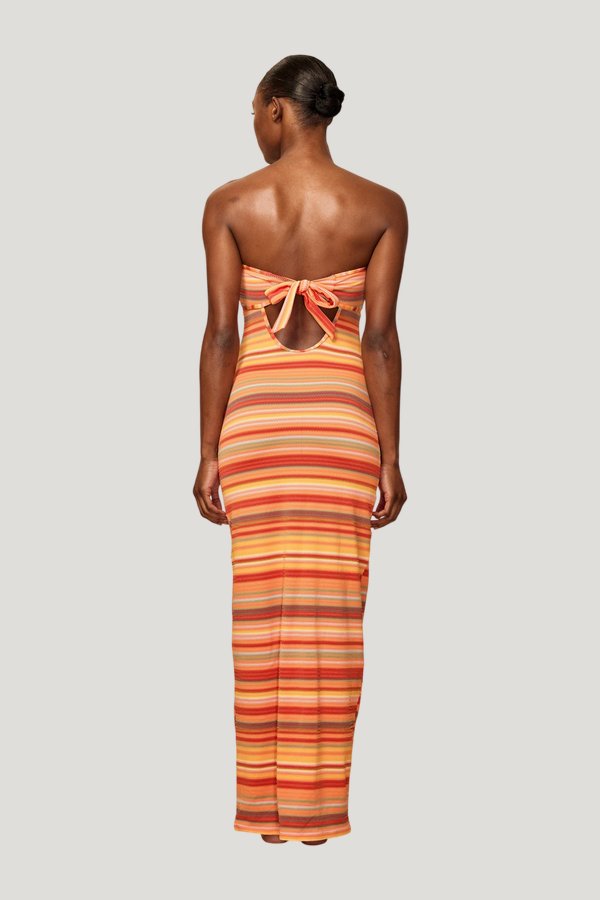 Montego Bandeau Dress - Sardinia Stripe — model side