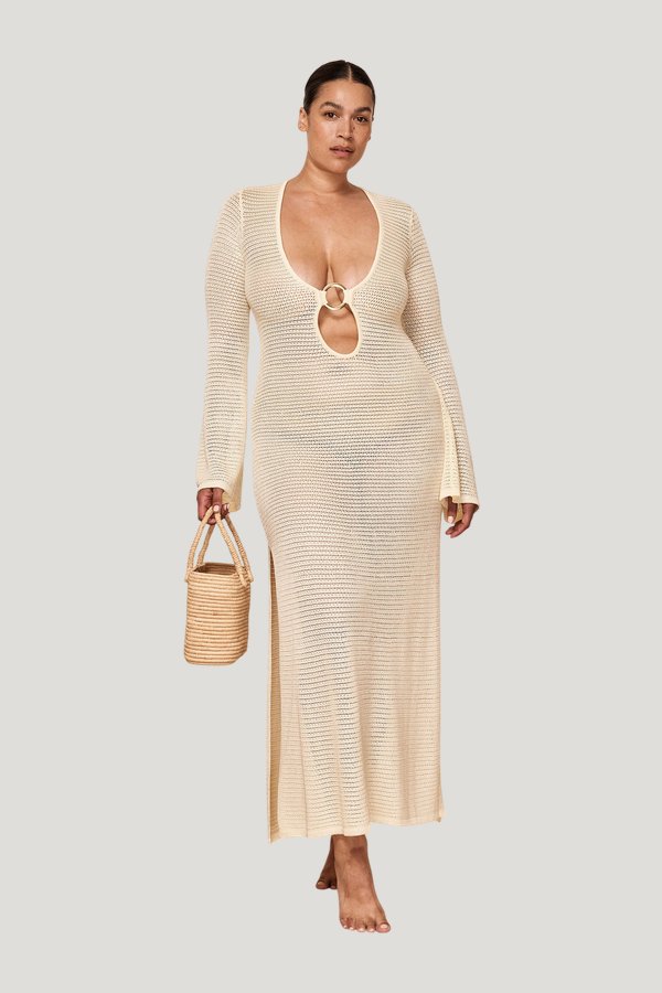 Montego Dress - Ivory Treble Knit — model front