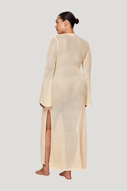 Montego Dress - Ivory Treble Knit — model side