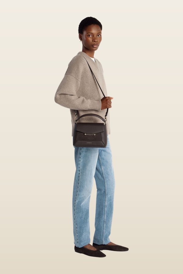 Mosaic Bag - Dark Chocolate Suede/Leather — model back