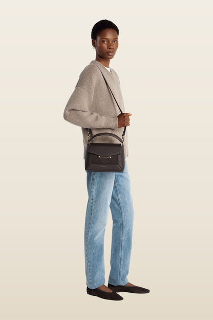 Mosaic Bag - Dark Chocolate Suede/Leather — model back