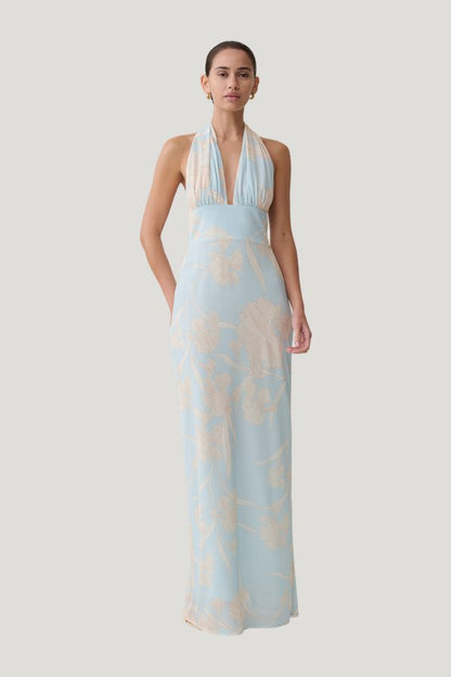 Nadine Halter Scarf Chiffon Maxi Dress — model front