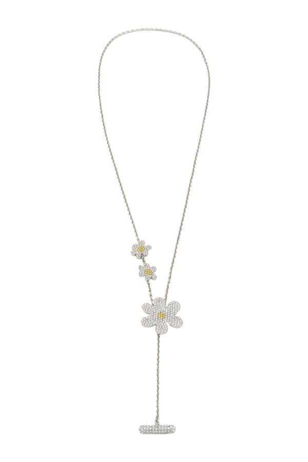 Yellow rhinestone daisy necklace — packshot