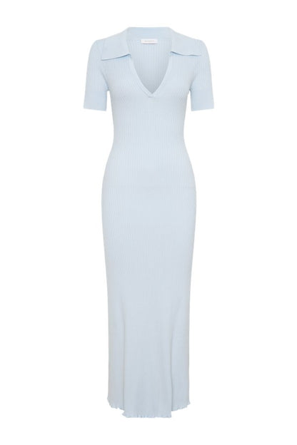 Nichelle Short Sleeve Collared Knit Midi Dress — packshot