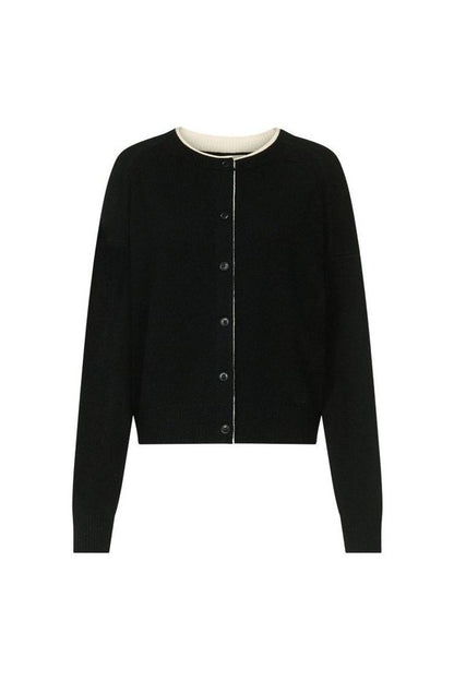 NICOLA Bicolor cashmere cardigan — packshot
