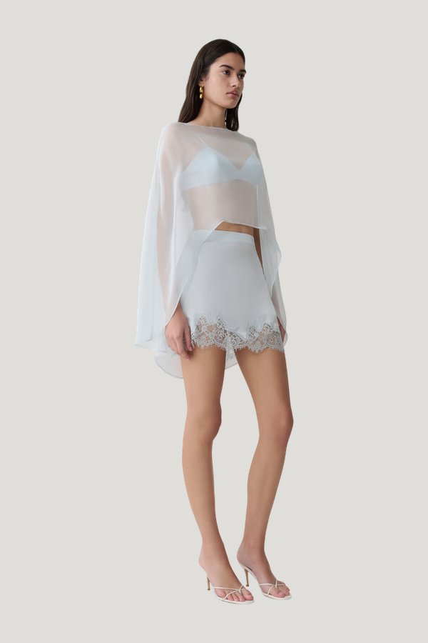 Nina Lace And Satin Mini Skirt - Ice — model side