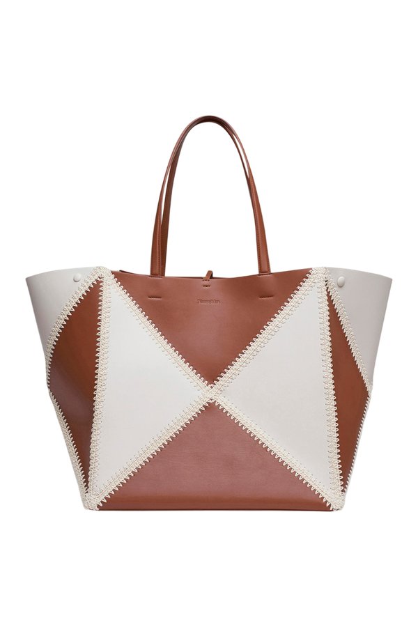 Origami Tote Large - Alt-Nappa crochet tote - Off White/Tan/Crème — packshot