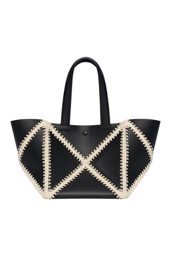 Origami Tote Mini - Alt-Nappa crochet tote - Black/Crème — packshot