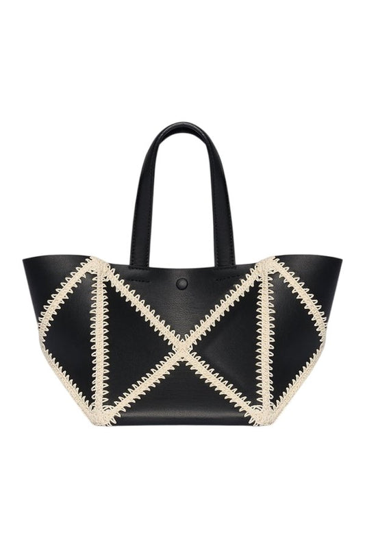 Origami Tote Mini - Alt-Nappa crochet tote - Black/Crème — packshot