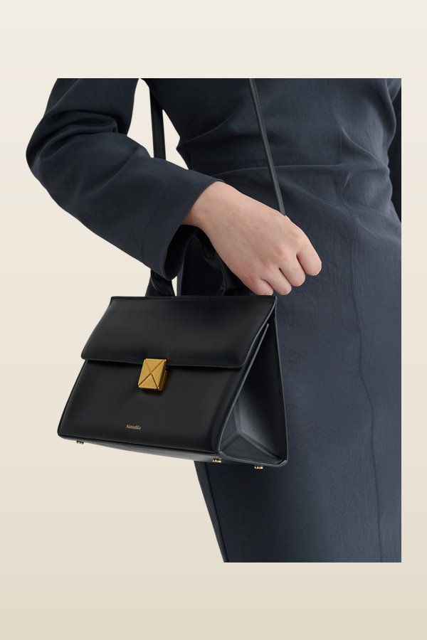 The SANDI Lock - Top handle bag — model back