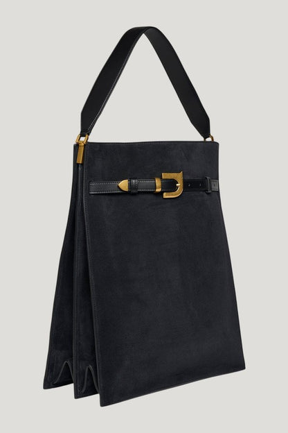 Harmonica Maxi - Suede bag — model front