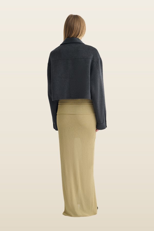 Phebe - Cropped jacket - Grey Melange/Black — model back