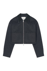 Phebe - Cropped jacket - Grey Melange/Black — packshot