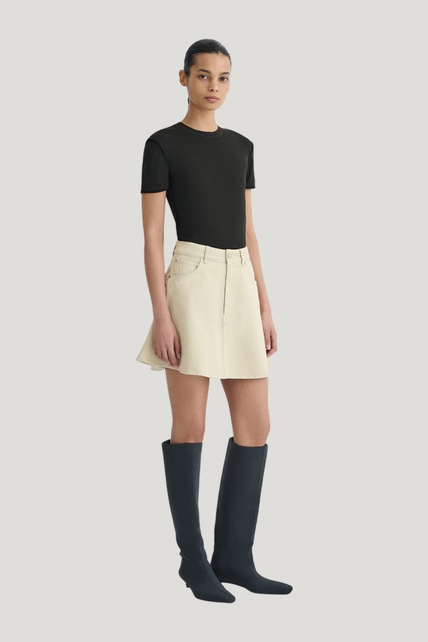 Neah - Denim mini skirt — model front