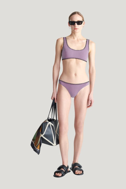 Malti - Recycled nylon bikini top — model front