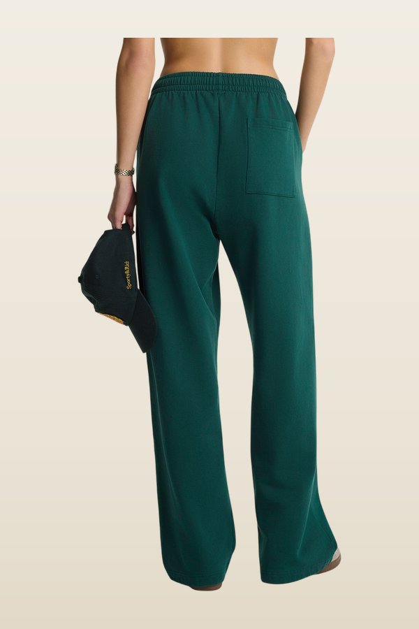 NY Crest Embroidered Wide Sweatpant - Forest — model back