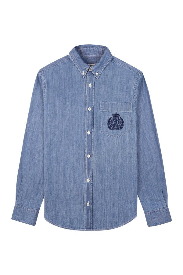 NY Crest Oversized Denim Shirt — packshot