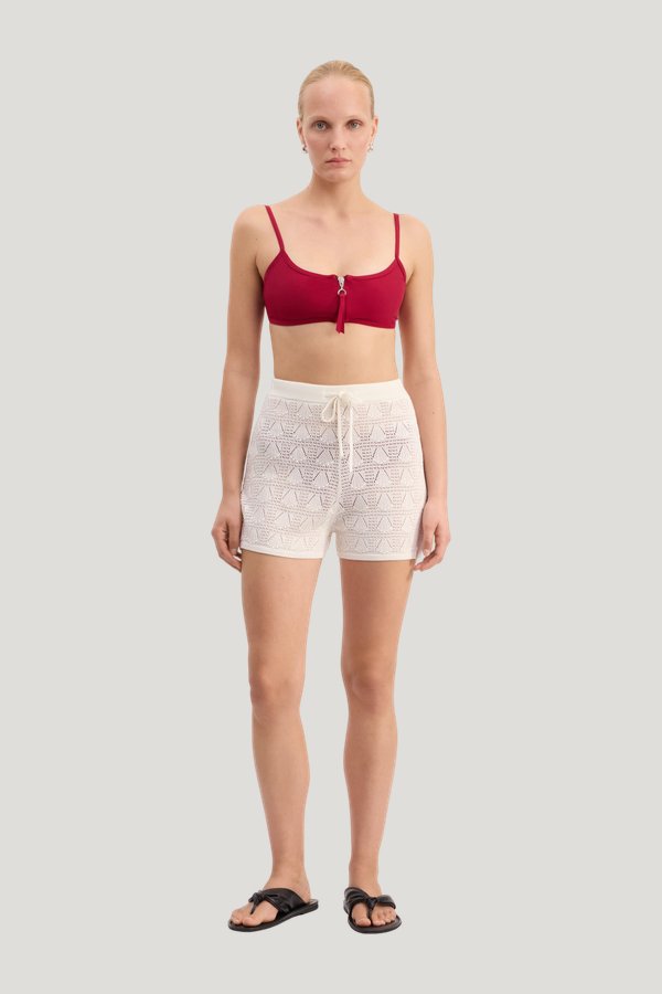 OLGA TOP Zipped bikini top — model front
