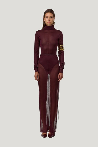 Open Back Knit Bodysuit (Merlot) — carry 2