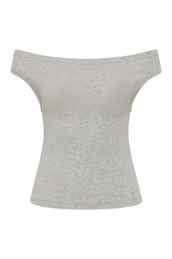 Organic Cotton Off Shoulder Top - Grey Marle — packshot