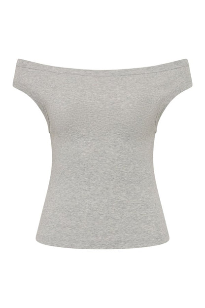 Organic Cotton Off Shoulder Top - Grey Marle — packshot